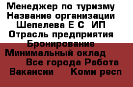 Менеджер по туризму › Название организации ­ Шепелева Е.С, ИП › Отрасль предприятия ­ Бронирование › Минимальный оклад ­ 30 000 - Все города Работа » Вакансии   . Коми респ.